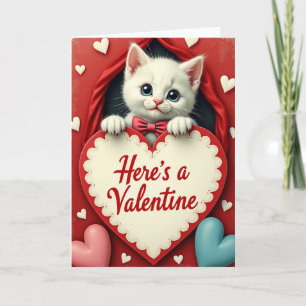 Tarjeta del Día de San Valentín de Gatito Adorable