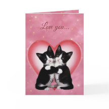 tarjeta del día de San Valentín de gatito romántic