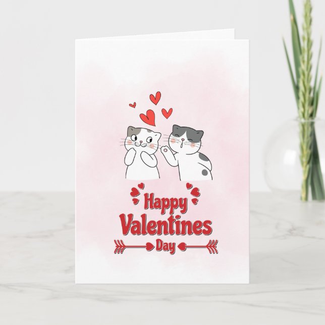 Tarjeta del Día de San Valentín de Gatitos Lindos  (Anverso)