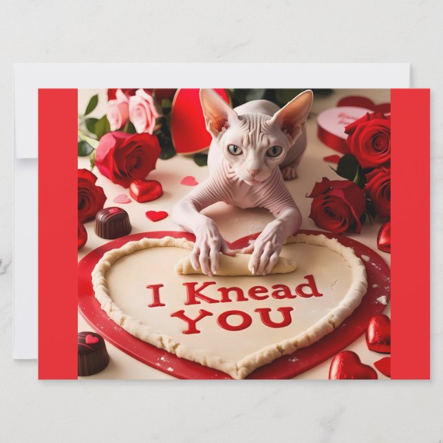 Tarjeta del Día de San Valentín de Gato Sphynx Te  (Anverso)