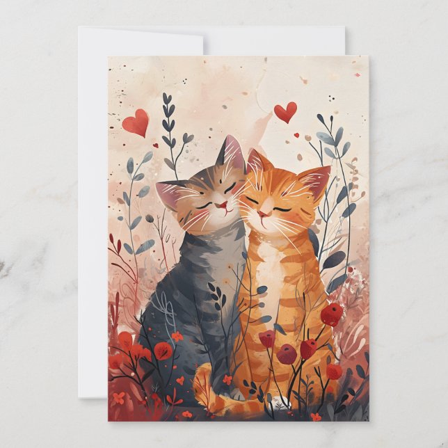 Tarjeta del día de San Valentín de gatos lindos (Anverso)