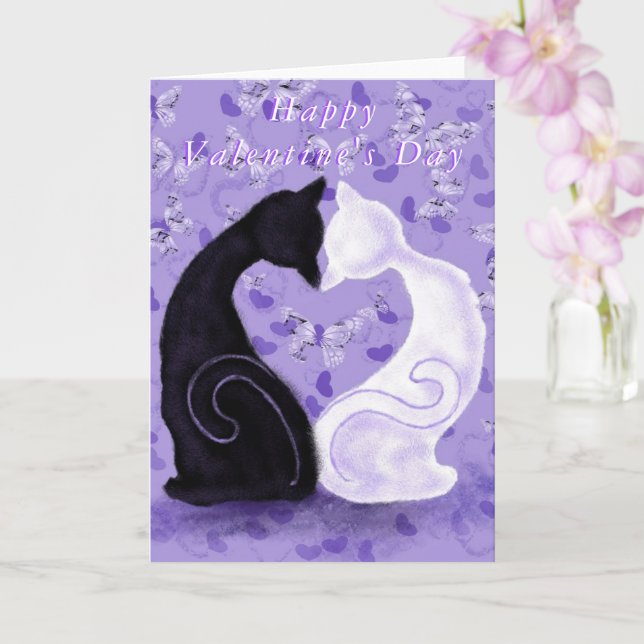 Tarjeta del Día de San Valentín de Gatos Romántico (Orquídea)