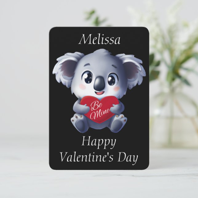 Tarjeta del Día de San Valentín de Koala Adorable (Anverso de pie)