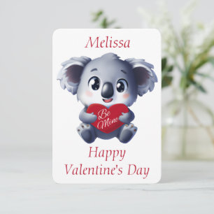 Tarjeta del Día de San Valentín de Koala Adorable