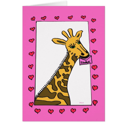 Tarjeta del día de San Valentín de la jirafa del