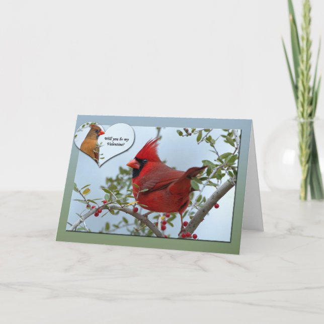 Tarjeta del día de San Valentín de los cardenales (Anverso)