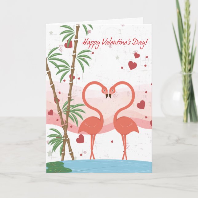 tarjeta del día de San Valentín de los flamencos (Anverso)