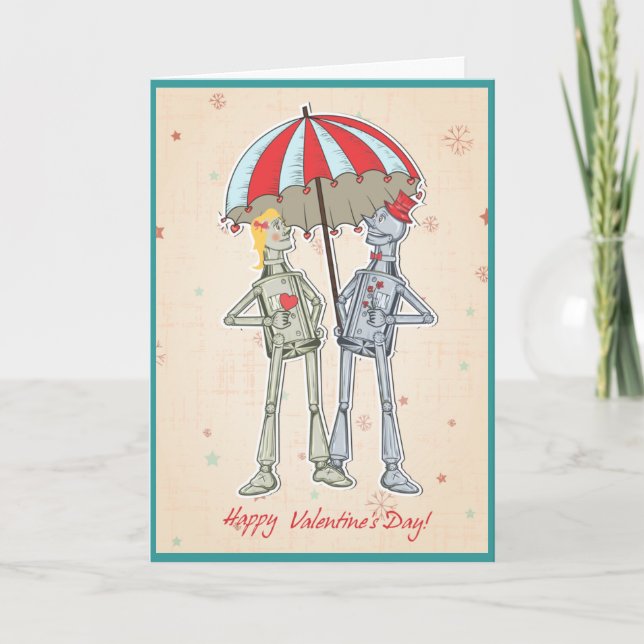 tarjeta del día de San Valentín de los robots del (Anverso)