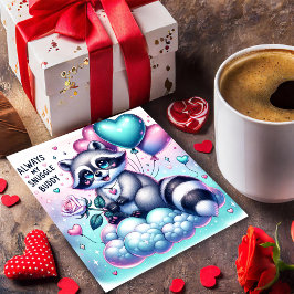 Tarjeta del Día de San Valentín de Mapache con Ram