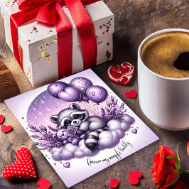 Tarjeta del Día de San Valentín de Mapache del Glo