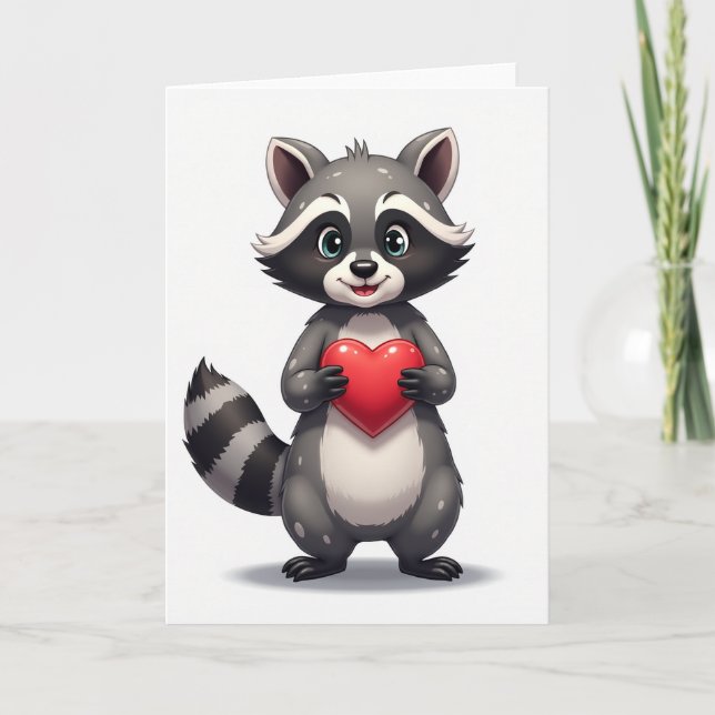 Tarjeta del Día de San Valentín de Mapache Lindo G (Anverso)