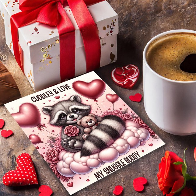 Tarjeta del Día de San Valentín de Osito y Mapache (Subido por el creador)