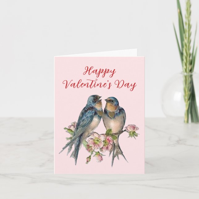 Tarjeta del Día de San Valentín de pájaros azules  (Anverso)
