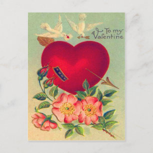 Tarjeta del Día de San Valentín de Palomas Retro V
