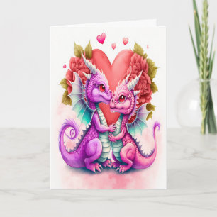 Tarjeta del Día de San Valentín de pareja de dragó