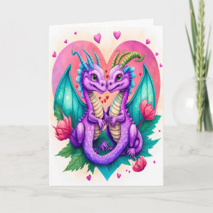 Tarjeta del Día de San Valentín de pareja de drago
