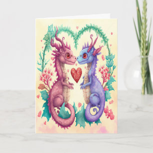 Tarjeta del Día de San Valentín de pareja de drago