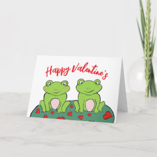 Tarjeta del día de San Valentín de pareja de ranas