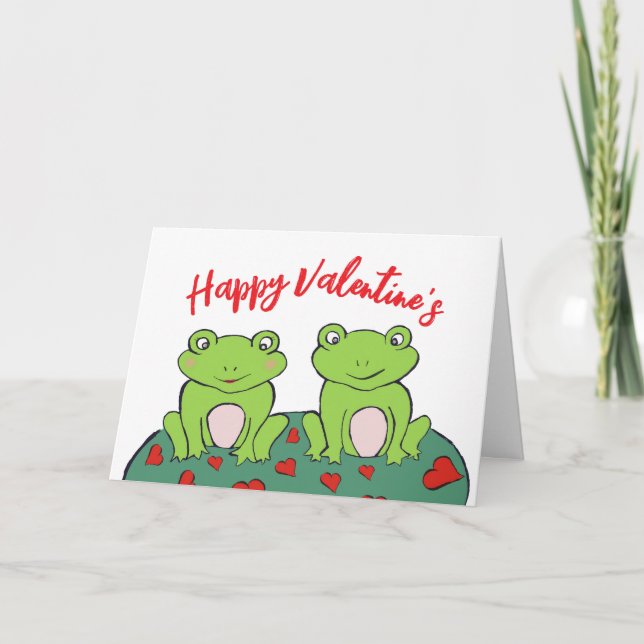 Tarjeta del día de San Valentín de pareja de ranas (Anverso)