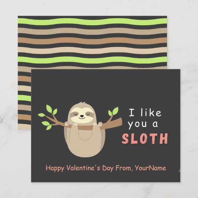 Tarjeta del Día de San Valentín de Perezoso Adorab (Anverso / Reverso)
