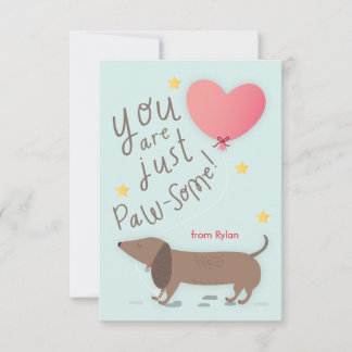 Tarjeta del Día de San Valentín de perro salchicha