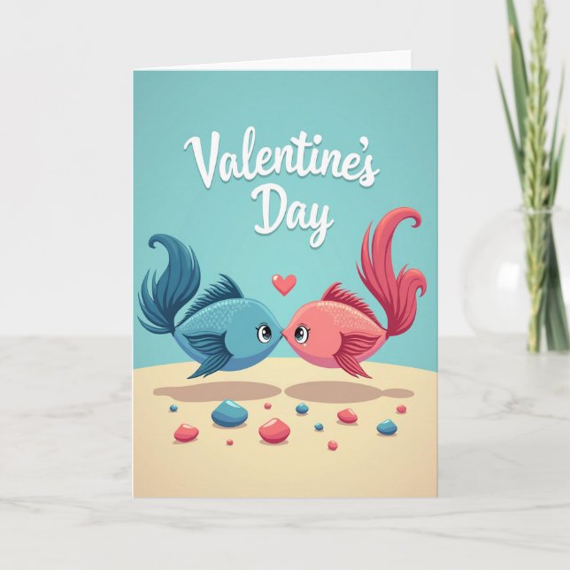 Tarjeta del Día de San Valentín de Pez Verde (Anverso)