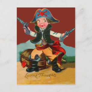 Tarjeta del Día de San Valentín de Pirata Retro Vi