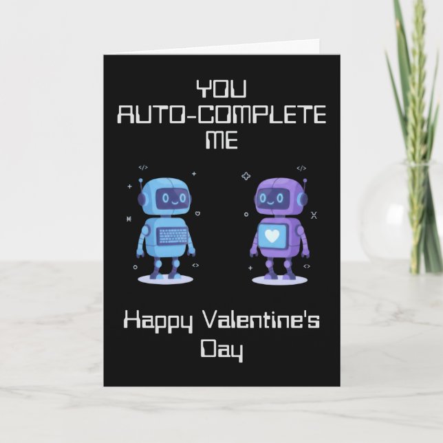 Tarjeta del Día de San Valentín de Robots (Anverso)