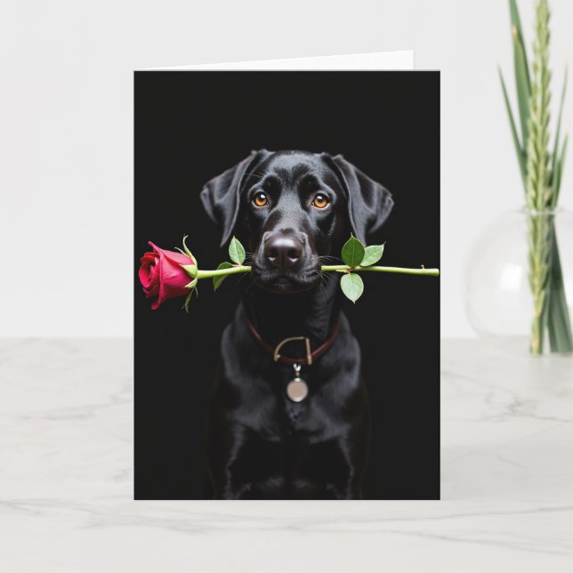 Tarjeta del Día de San Valentín de Rosa Labrador R (Anverso)