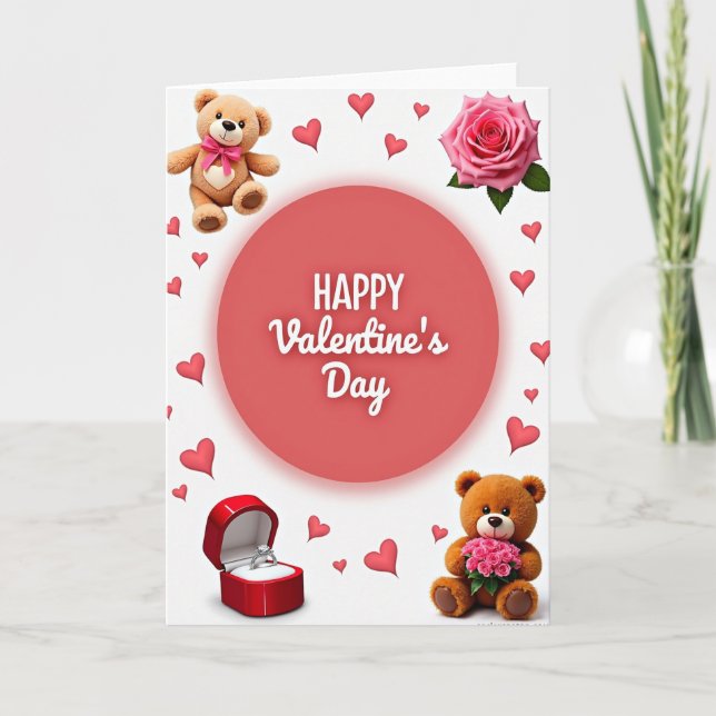 Tarjeta del Día de San Valentín de Rosa Romántica (Anverso)