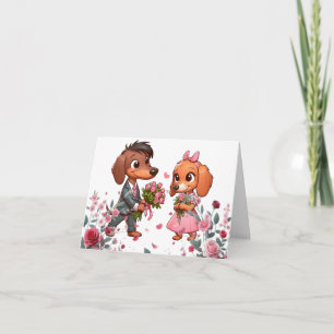 Tarjeta del día de San Valentín de rosas Dachshund