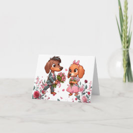Tarjeta del día de San Valentín de rosas Dachshund