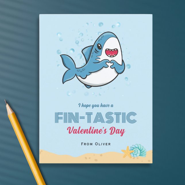 Tarjeta del Día de San Valentín de tiburón para ni (Subido por el creador)