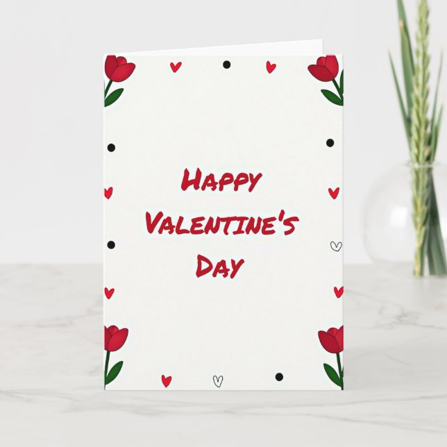 Tarjeta del Día de San Valentín de Tulipanes Rojos (Anverso)