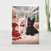 Tarjeta del Día de San Valentín de Westie y Scotti