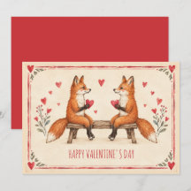 Tarjeta del Día de San Valentín de Zorro Adorable