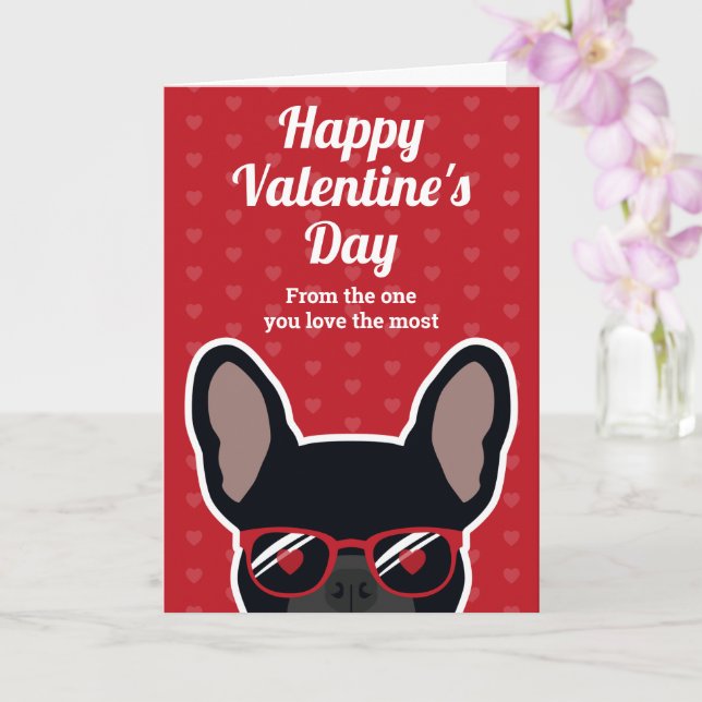 Tarjeta del Día de San Valentín del Bulldog Francé (Orquídea)