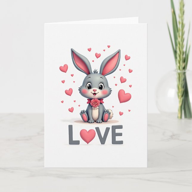 Tarjeta del Día de San Valentín del Conejo del Amo (Anverso)