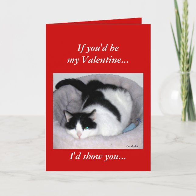 Tarjeta del día de San Valentín del "gato feliz" (Anverso)