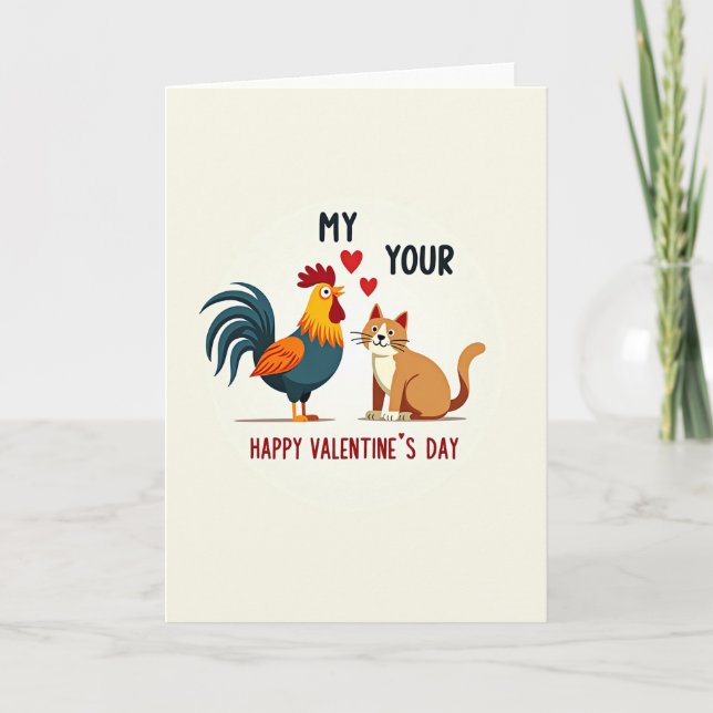 Tarjeta del Día de San Valentín del Gato Gallo Lin (Anverso)