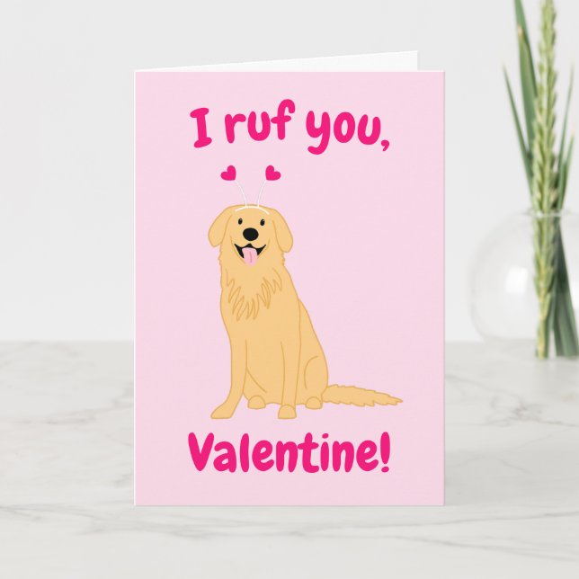 Tarjeta del Día de San Valentín del Golden Retriev (Anverso)