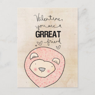Tarjeta del día de San Valentín del león el
