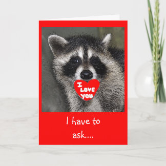 Tarjeta del día de San Valentín del mapache