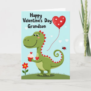 Tarjeta del Día de San Valentín del Nieto con Dino