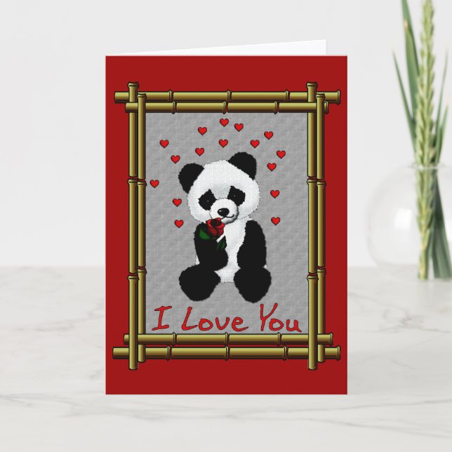 Tarjeta del día de San Valentín del oso de panda (Anverso)