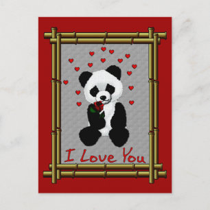 Tarjeta del día de San Valentín del oso de panda