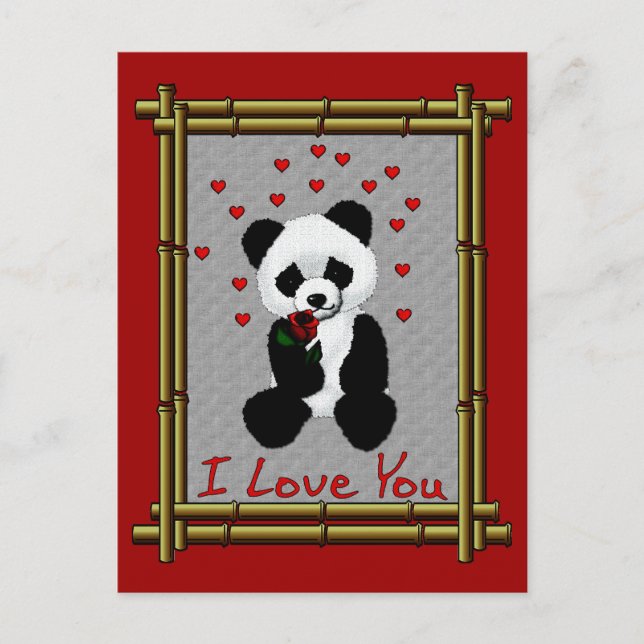 Tarjeta del día de San Valentín del oso de panda (Anverso)