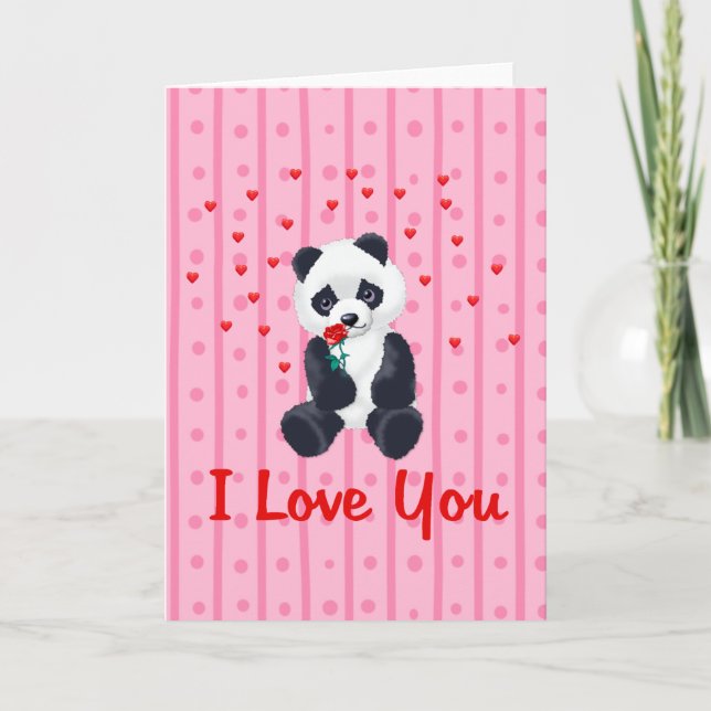 Tarjeta del día de San Valentín del oso de panda (Anverso)