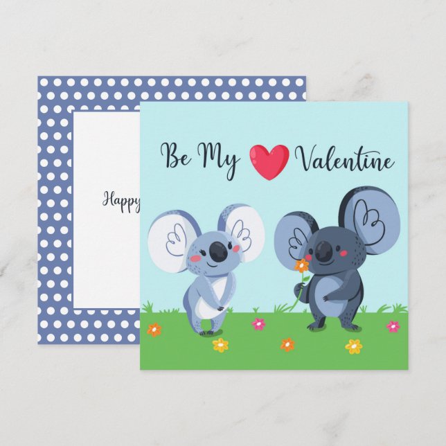 Tarjeta del Día de San Valentín del oso koala (Anverso / Reverso)