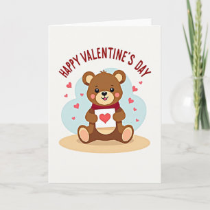 Tarjeta del Día de San Valentín del Oso Lindo